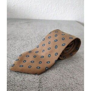 Compton And Ashley Mens Tan With Blue Paisleys Neck Tie All Silk